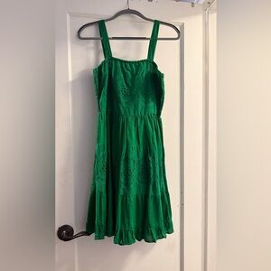 Green Eyelet Kids Dress